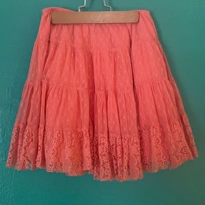 Free People Lace pink full mini skirt